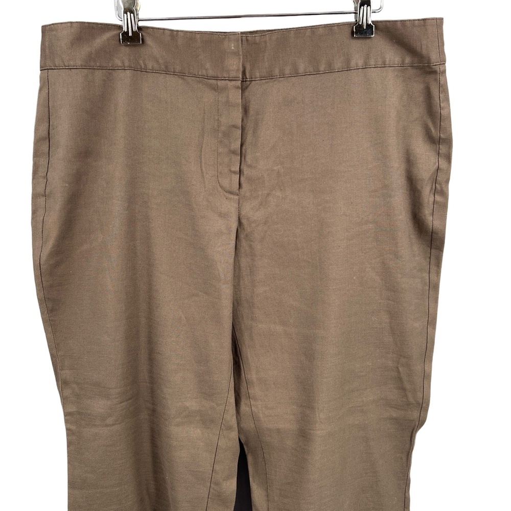 J. Jill Brown Linen Blend Stretch Straight Leg Pants Preppy Office Size 16 - Picture 2 of 5